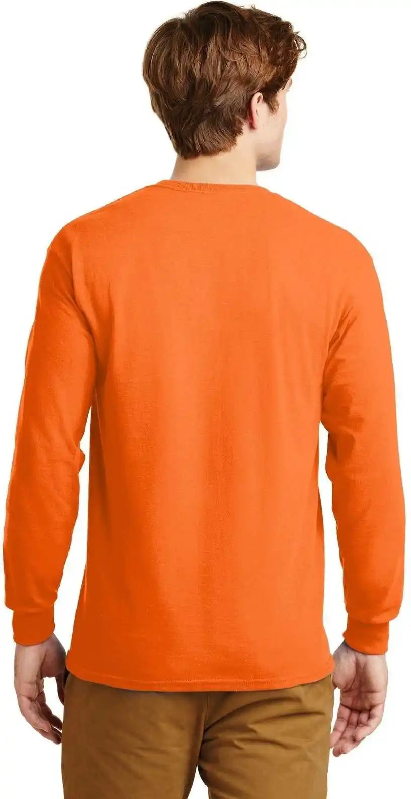 Gildan G2400 Ultra Cotton 100% Long Sleeve t Shirt S. Orange