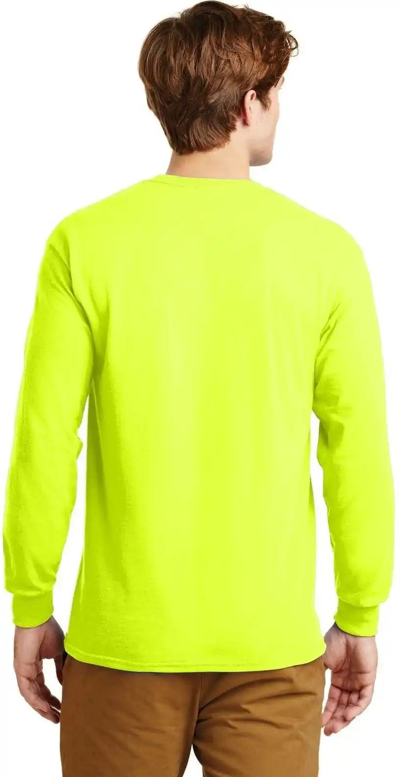 Gildan G2400 Ultra Cotton 100% Long Sleeve t Shirt Safety Green