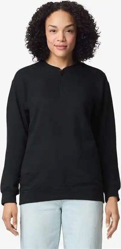 Gildan Sf008 Softstyle Midweight 1/4 Zip Sweatshirt Black