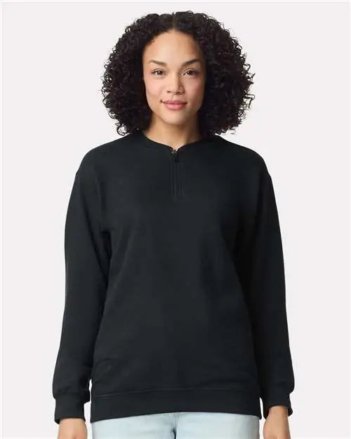 Gildan Sf008 Softstyle® Midweight 1/4 Zip Sweatshirt - Black