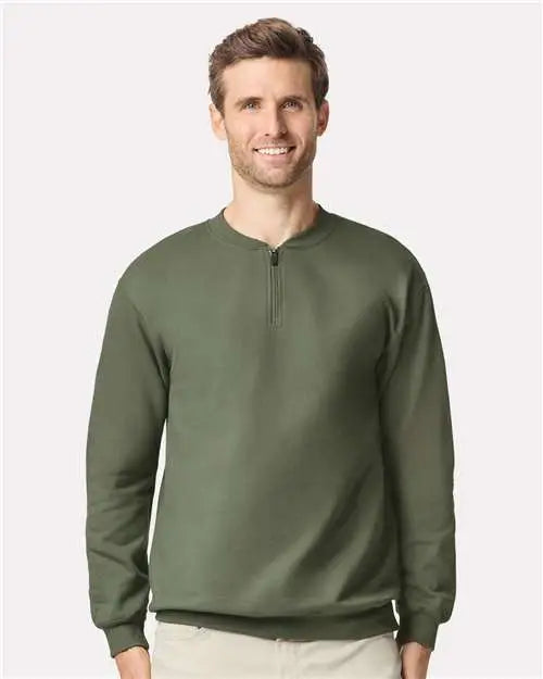 Gildan Sf008 Softstyle® Midweight 1/4 Zip Sweatshirt - Military Green