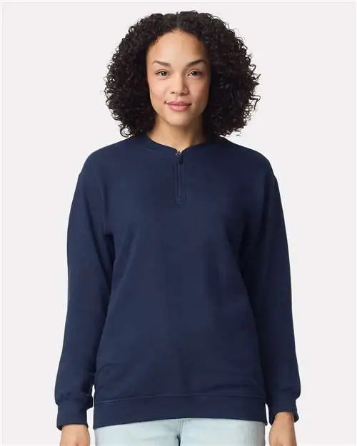 Gildan Sf008 Softstyle® Midweight 1/4 Zip Sweatshirt - Navy