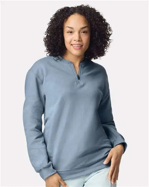 Gildan Sf008 Softstyle® Midweight 1/4 Zip Sweatshirt - Stone Blue