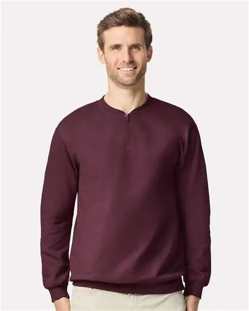 Gildan Sf008 Softstyleâ Midweight 1/4 Zip Sweatshirt - Maroon
