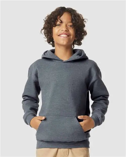 Gildan Sf500b Softstyle® Youth Midweight Hooded Sweatshirt - Dark Heather
