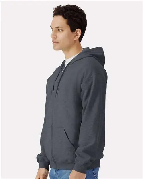 Gildan Sf600 Softstyleâ Full-zip Hooded Sweatshirt - Dark Heather