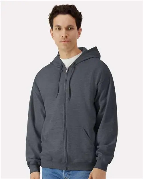 Gildan Sf600 Softstyleâ Full-zip Hooded Sweatshirt - Dark Heather