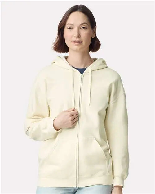 Gildan Sf600 Softstyleâ Full-zip Hooded Sweatshirt - off White