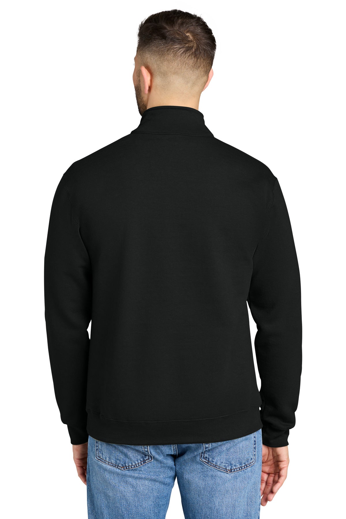 Back view of Black Gildan 18810 Heavy Blend Quarter-Zip Sweatshirt