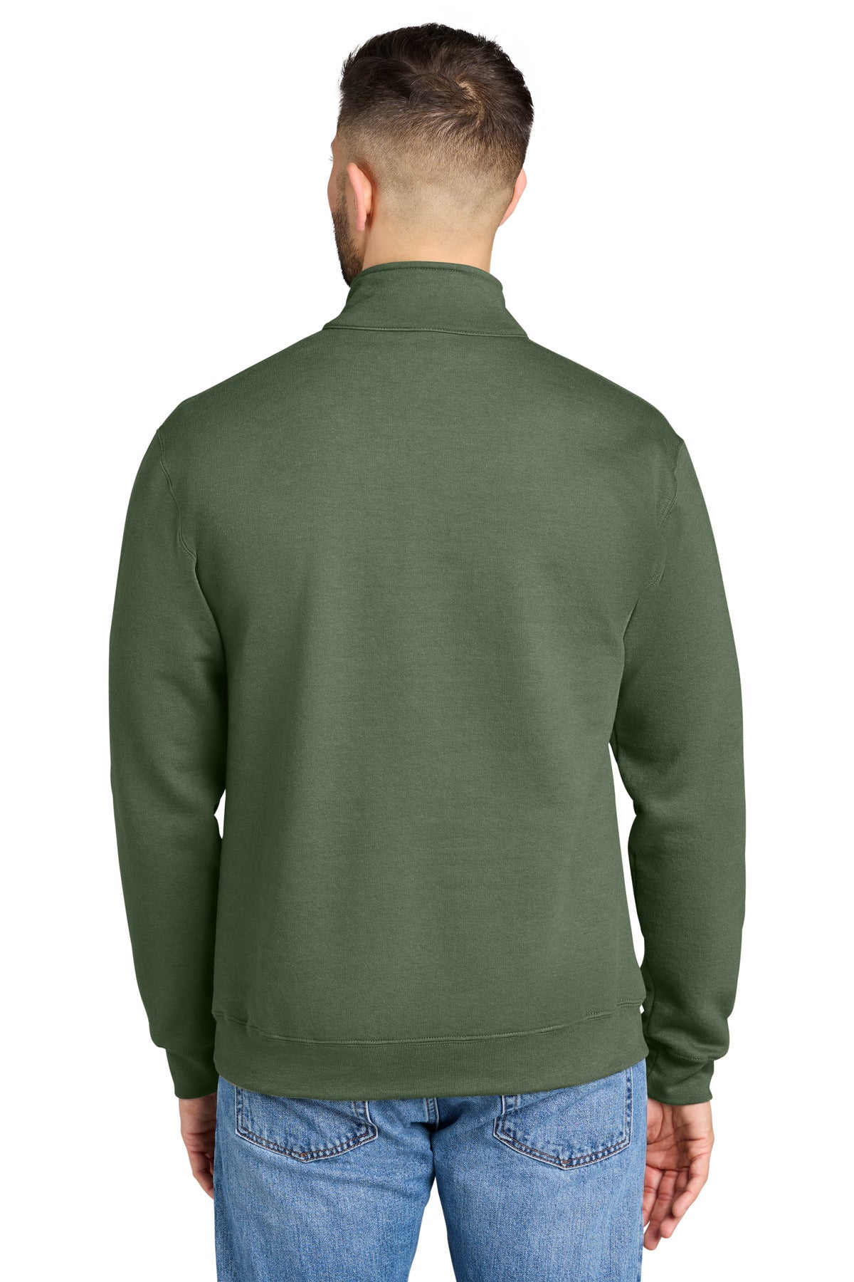 Back view of Military Green Gildan 18810 Heavy Blend Quarter-Zip Sweatshirt