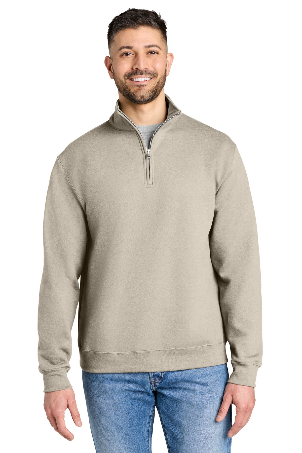 Front view of Sand Gildan 18810 Heavy Blend Quarter-Zip Sweatshirt
