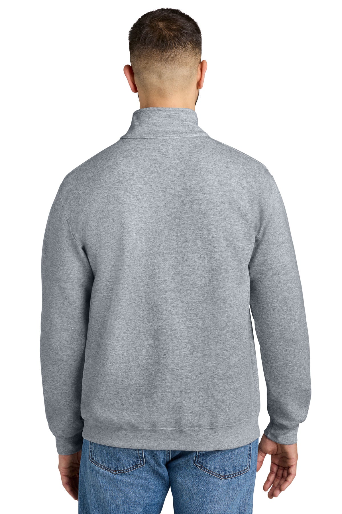 Back view of Sport Grey Gildan 18810 Heavy Blend Quarter-Zip Sweatshirt