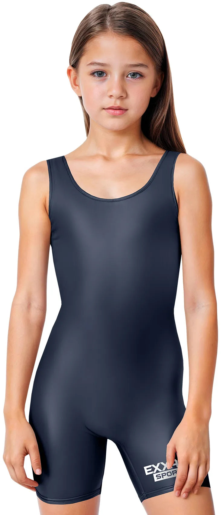 Girls Navy Wrestling Singlets High-cut Female singlets