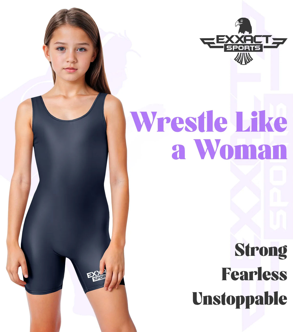 Girls Navy Wrestling Singlets High-cut Female singlets