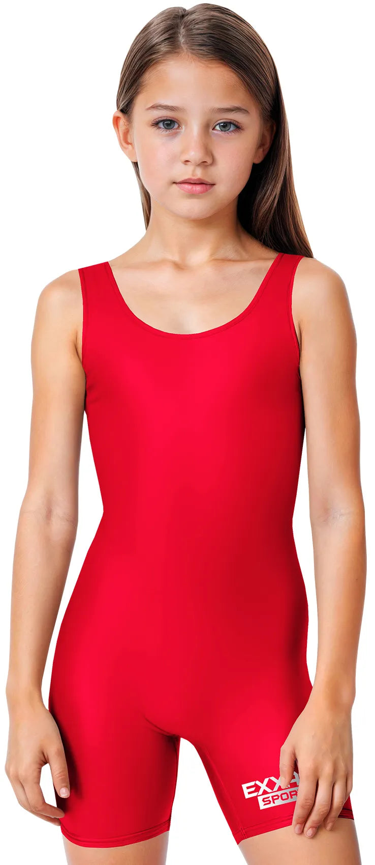 Girls Red Wrestling Singlets High-cut Female singlets