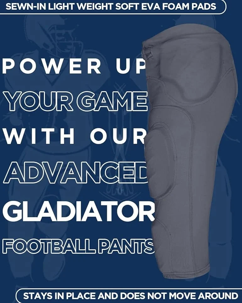 Gladiator Men’s Integrated Football Pants with Built-in pads (graphite)