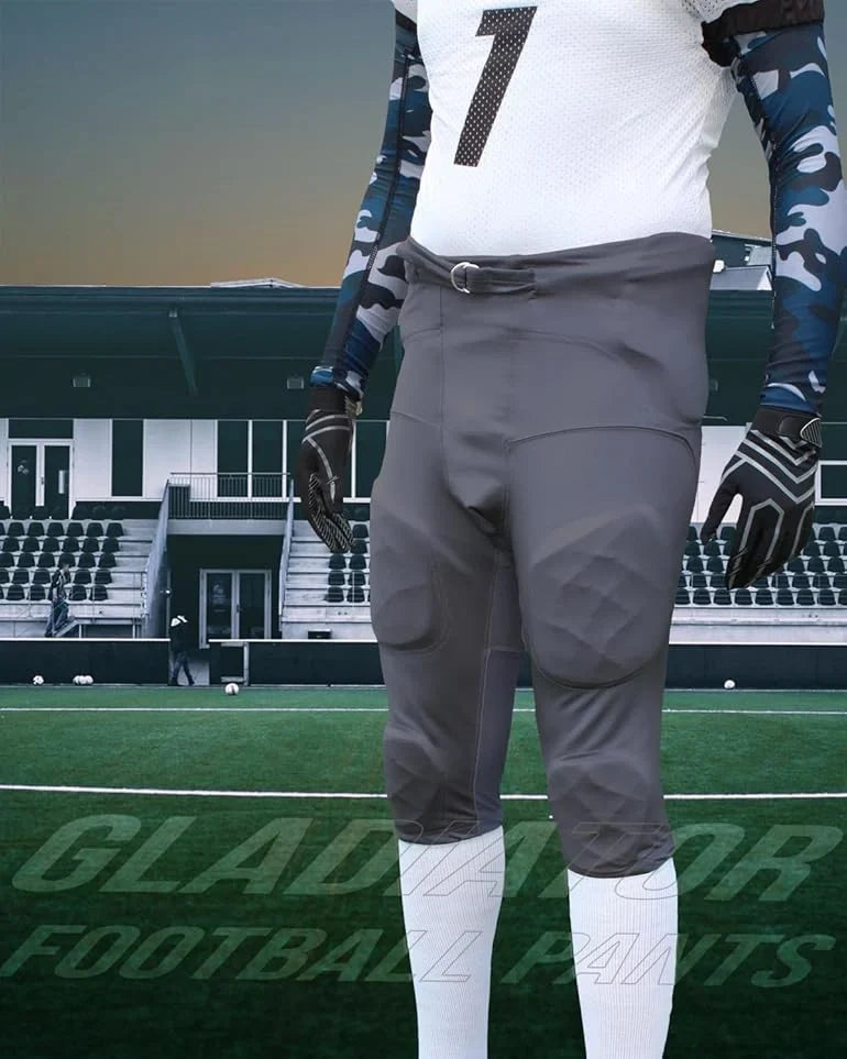 Gladiator Men’s Integrated Football Pants with Built-in pads (graphite)