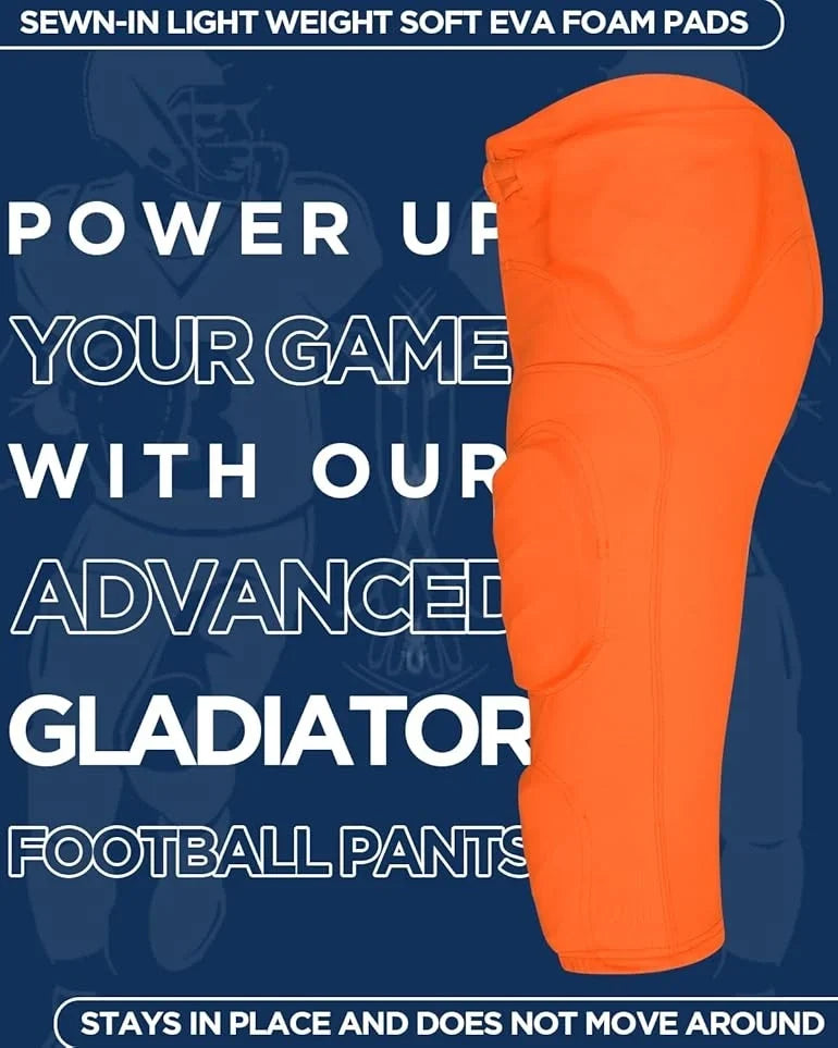 Gladiator Men’s Integrated Football Pants with Built-in pads (orange)