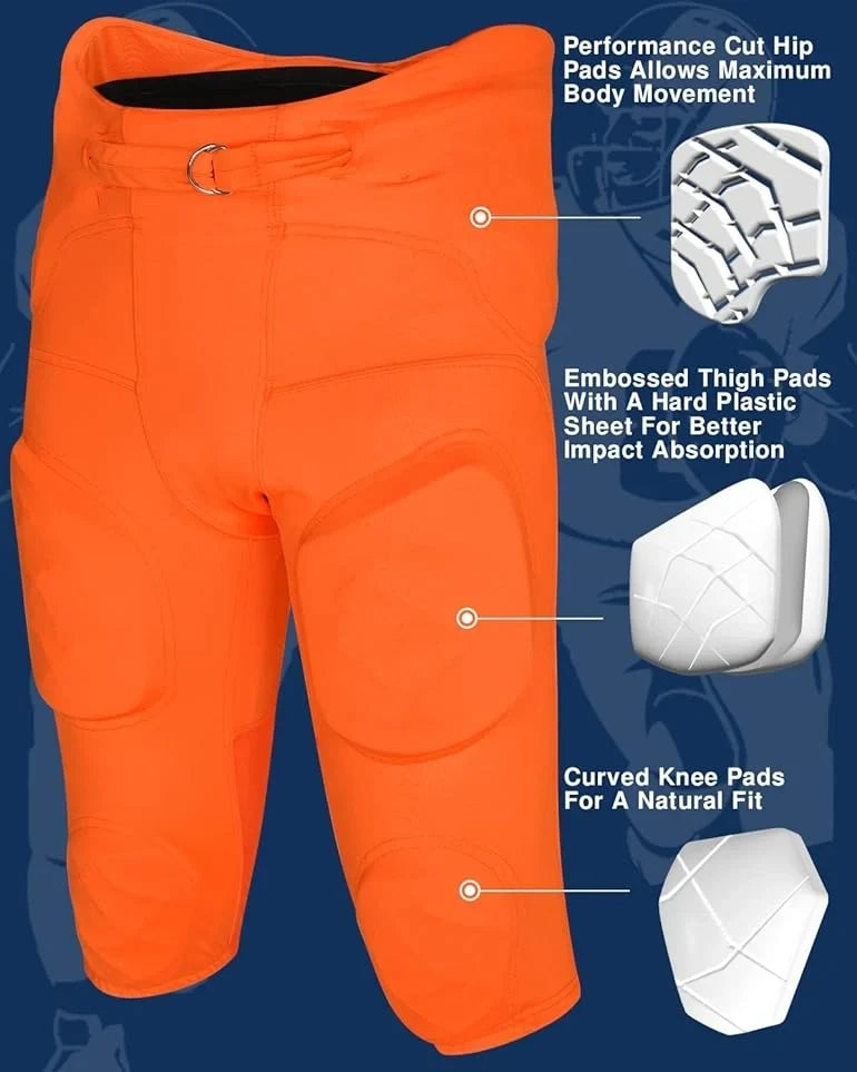 Gladiator Men’s Integrated Football Pants with Built-in pads (orange)