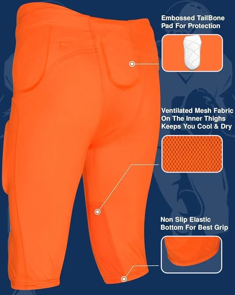 Gladiator Men’s Integrated Football Pants with Built-in pads (orange)