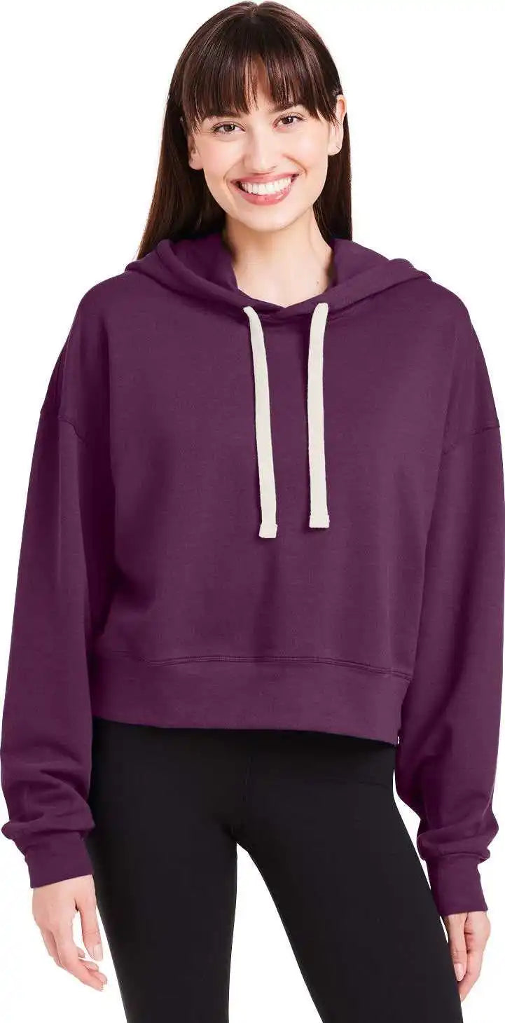 Glyder Pdp1725 Ladies’ Vintage Oversized Cropped Hooded Sweatshirt - Mulberry