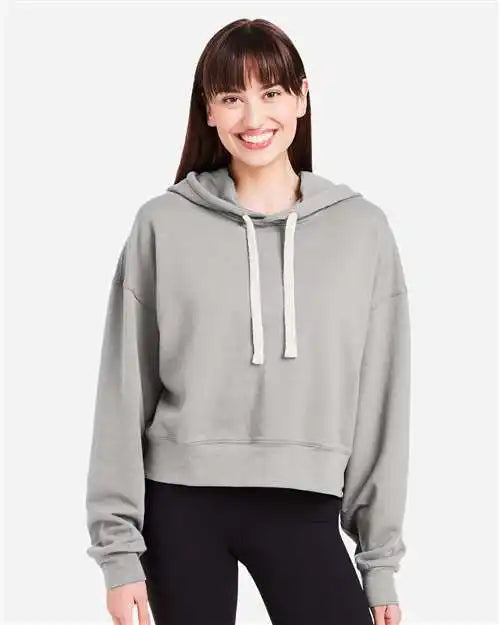Glyder Pdp1725 Women’s Vintage Oversized Cropped Hooded Sweatshirt - Ash Grey