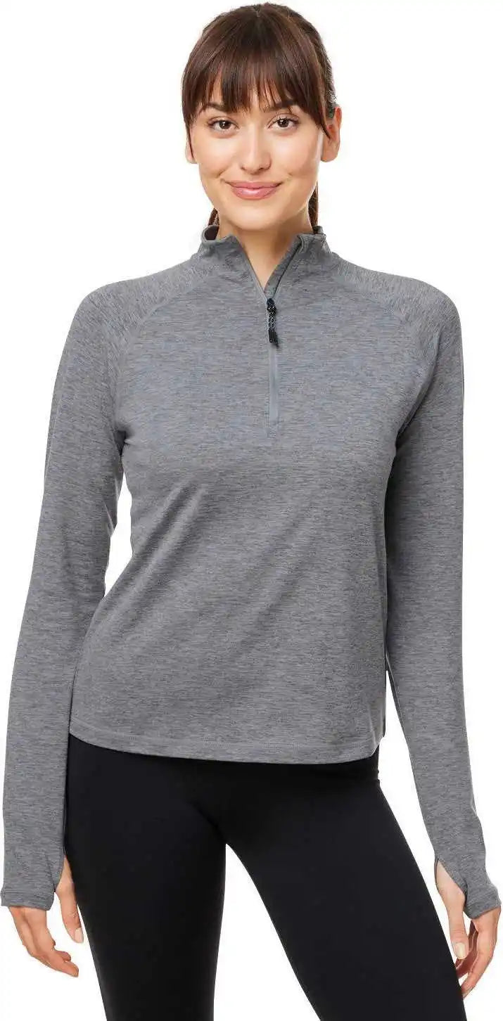 Glyder Pdp8023 Ladies’ Marbled Jersey Fairway Quarter-zip - Ash Grey Marble