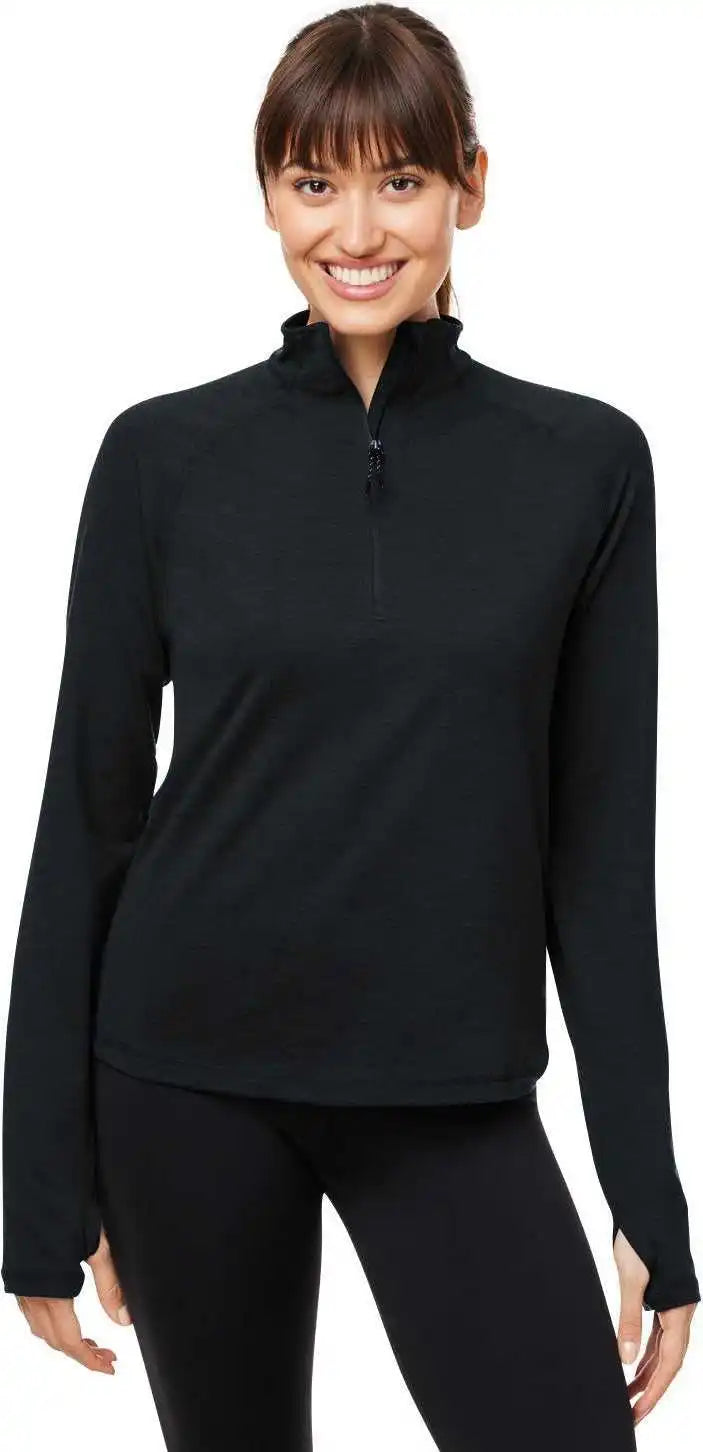 Glyder Pdp8023 Ladies’ Marbled Jersey Fairway Quarter-zip - Black Marble