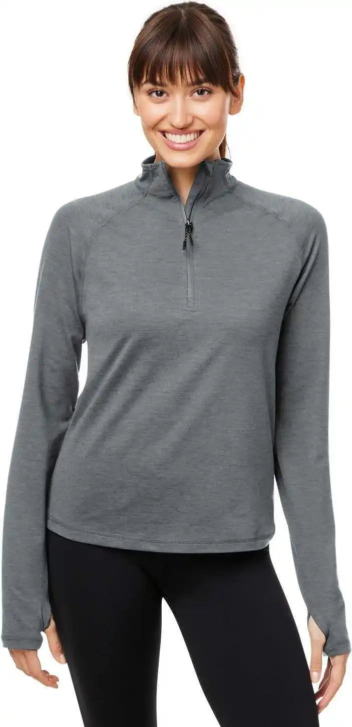 Glyder Pdp8023 Ladies’ Marbled Jersey Fairway Quarter-zip - Carbon Marble