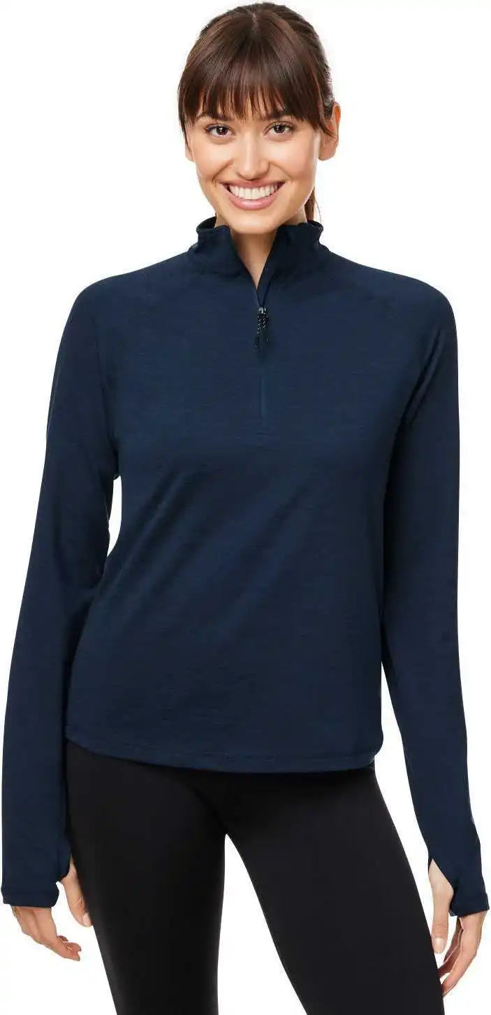 Glyder Pdp8023 Ladies’ Marbled Jersey Fairway Quarter-zip - Navy Marble