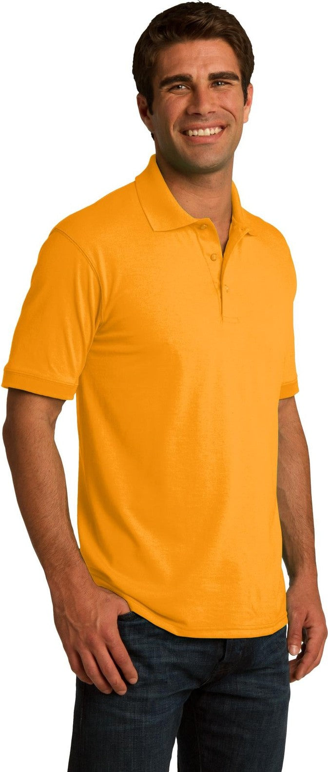 Gold Port & Co Core Blend Jersey Knit Polo. KP55