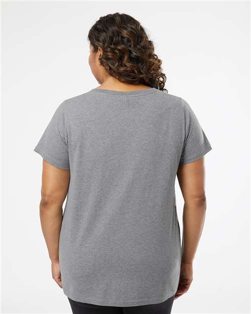 Granite Heather Curvy Collection Women&#39;s Fine Jersey V-Neck Tee - 3817