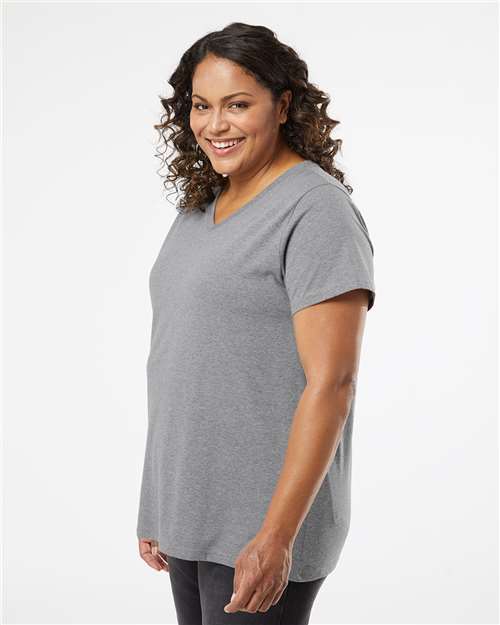 Granite Heather Curvy Collection Women&#39;s Fine Jersey V-Neck Tee - 3817