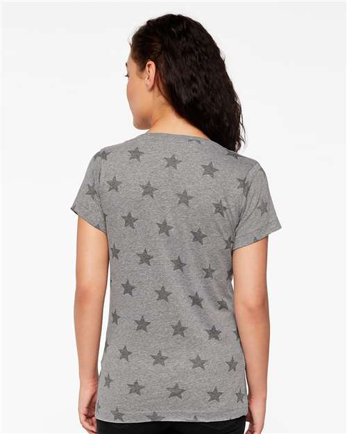 Granite Heather Star Women&#39;s Star Print Scoop Neck Tee - 3629
