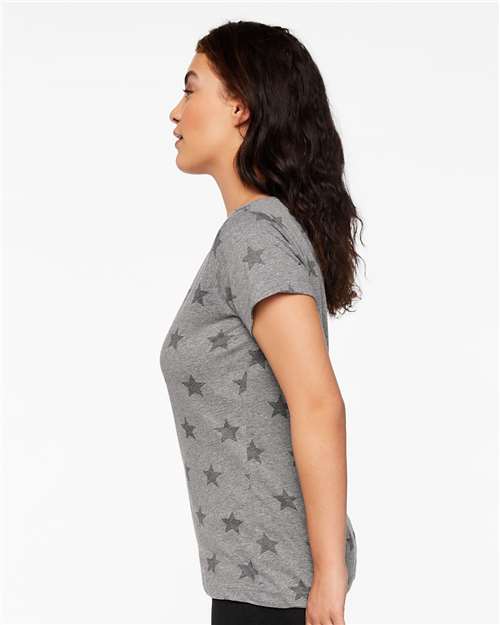 Granite Heather Star Women&#39;s Star Print Scoop Neck Tee - 3629