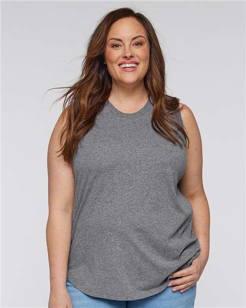 Granite Heather Women&#39;s Curvy Relaxed Fine Jersey Tank - 3892