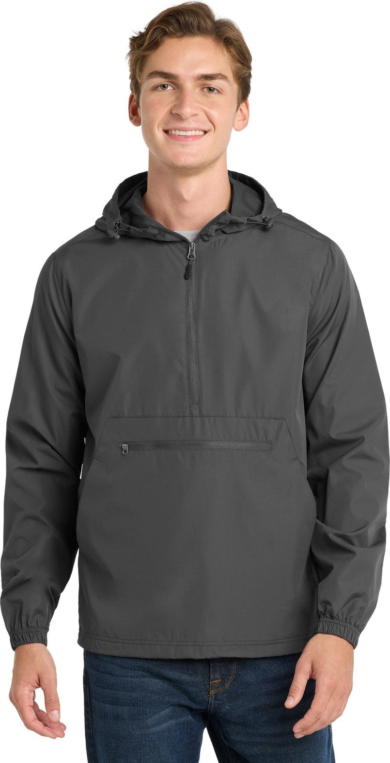 Graphite Grey Sport-Tek Packable Anorak. JST66