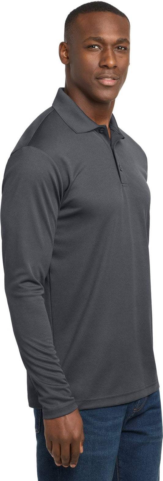 Graphite Grey Sport-Tek PosiCharge RacerMesh Long Sleeve Polo. ST640LS