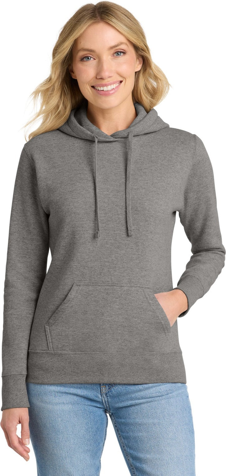 Graphite Hthr Port & Co Women's Core Fleece Pullover Hooded Sweatshirt LPC78H