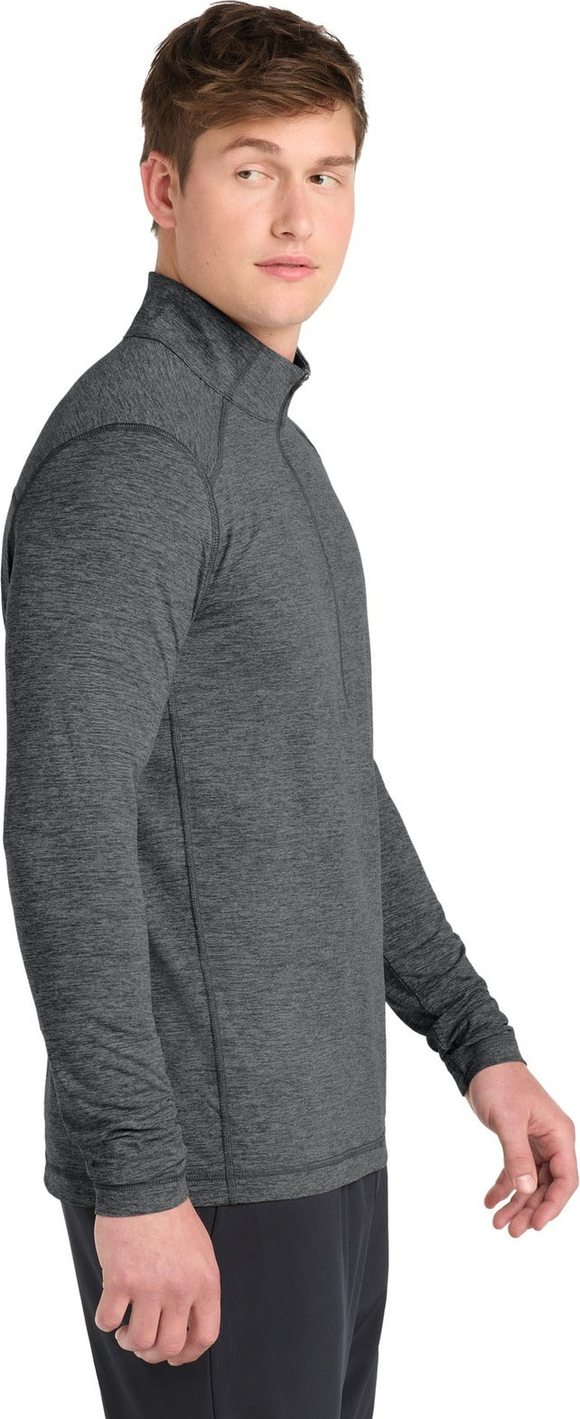 Graphite Hthr Sport-Tek Exchange 1.5 Long Sleeve 1/2-Zip ST711
