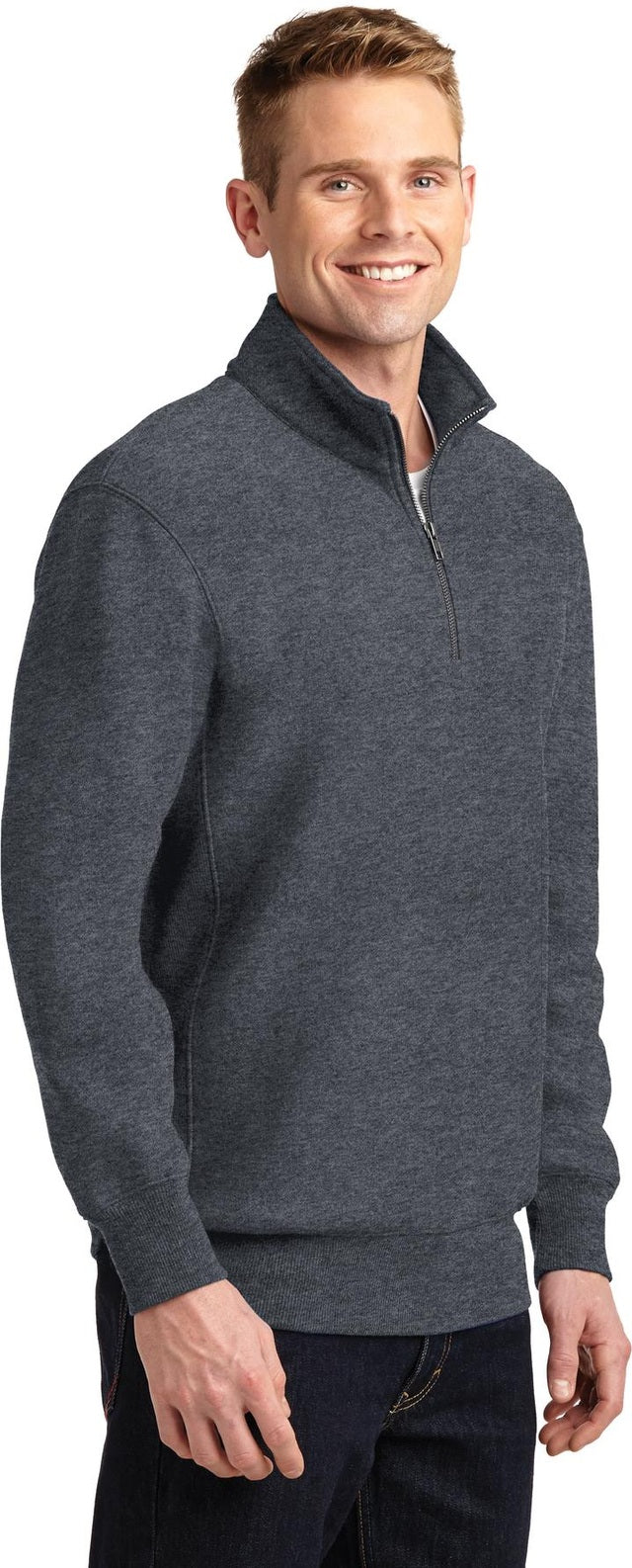 Graphite Hthr Sport-Tek Super Heavyweight 1/4-Zip Pullover Sweatshirt. ST283