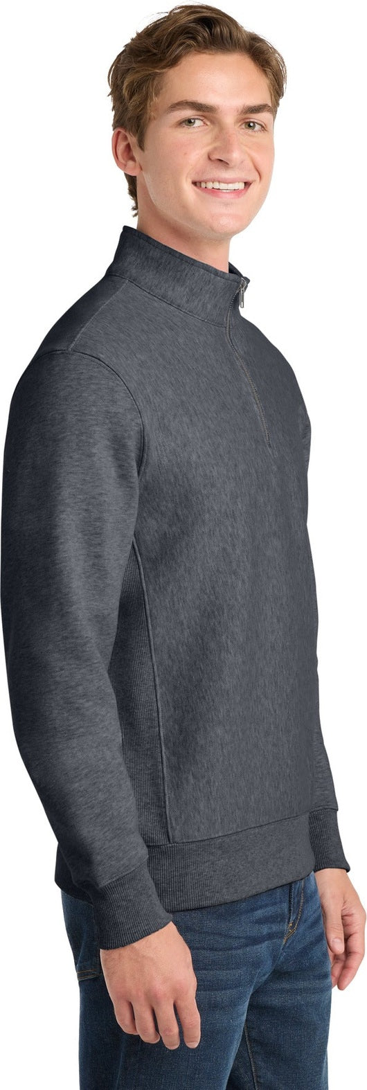Graphite Hthr Sport-Tek Super Heavyweight 1/4-Zip Pullover Sweatshirt. ST283