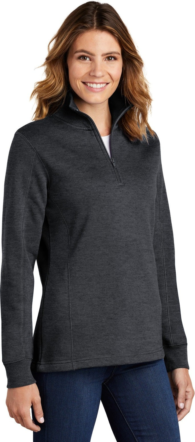 Graphite Hthr Sport-Tek Women's 1/4-Zip Sweatshirt. LST253