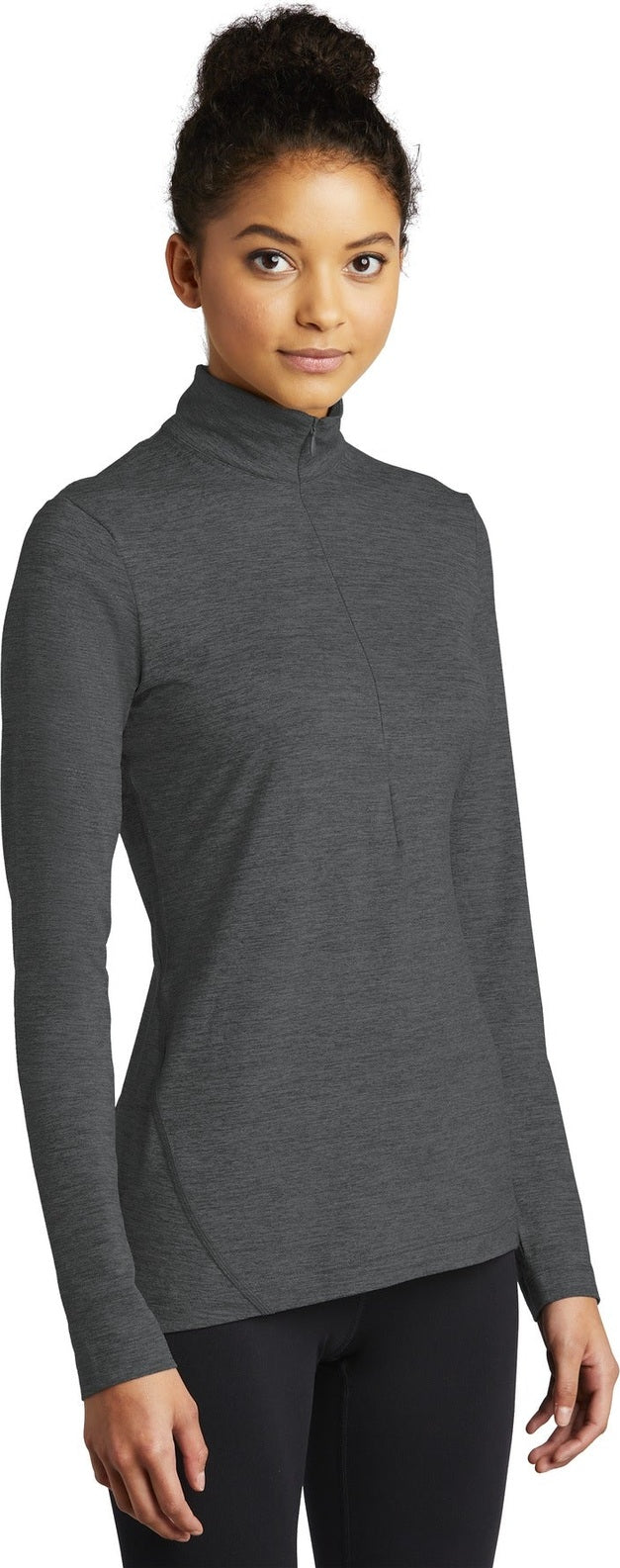 Graphite Hthr Sport-Tek Women's Exchange 1.5 Long Sleeve 1/2-Zip LST711