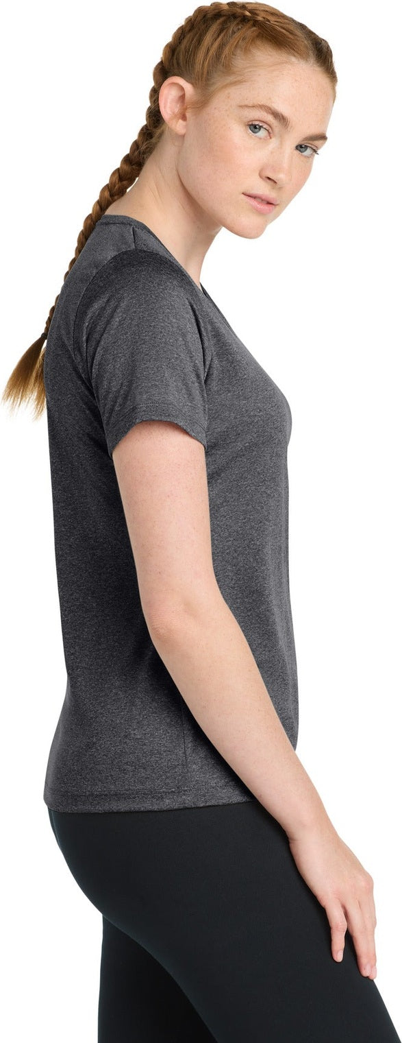 Graphite Hthr Sport-Tek Women's Heather Contender Scoop Neck Tee. LST360