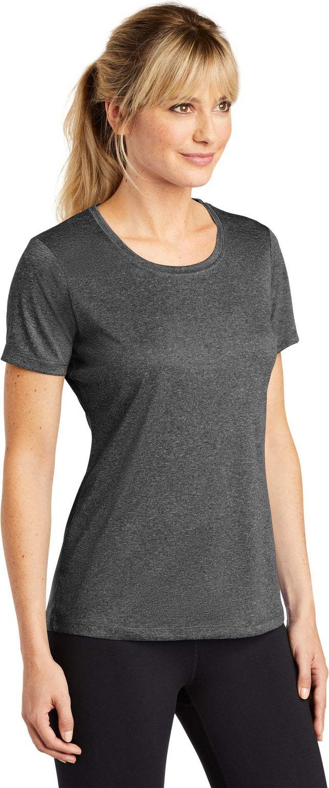 Graphite Hthr Sport-Tek Women's Heather Contender Scoop Neck Tee. LST360