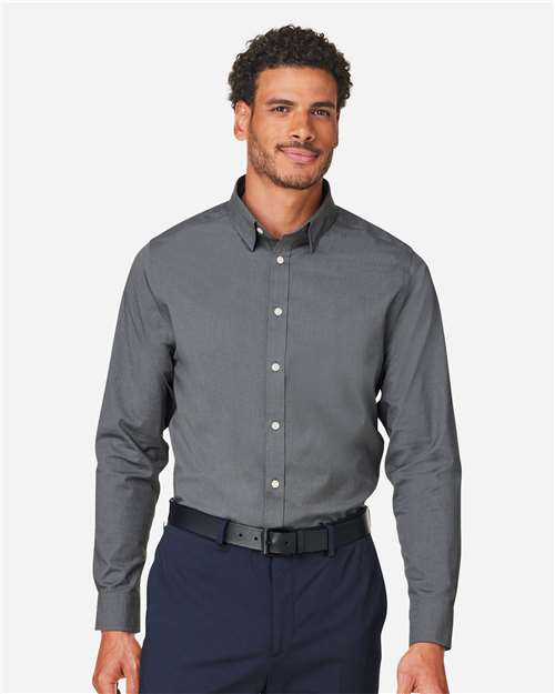 Graphite Melange Men&#39;s CrownLux Performance® Spencer Poplin Dress Shirt - DG505