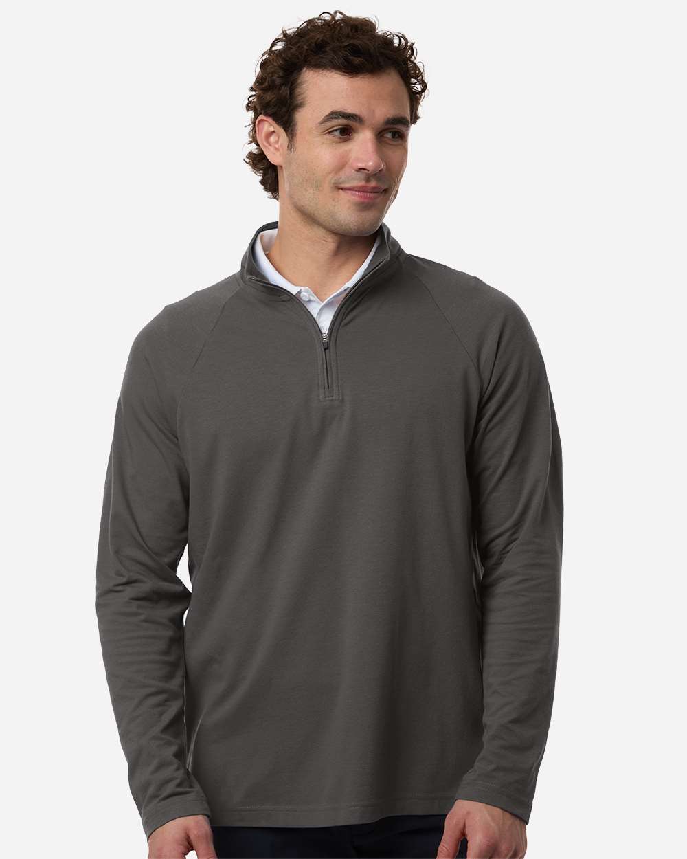 Graphite Men's Seaton Pebble Textured Quarter-Zip Pullover - DG402 plain