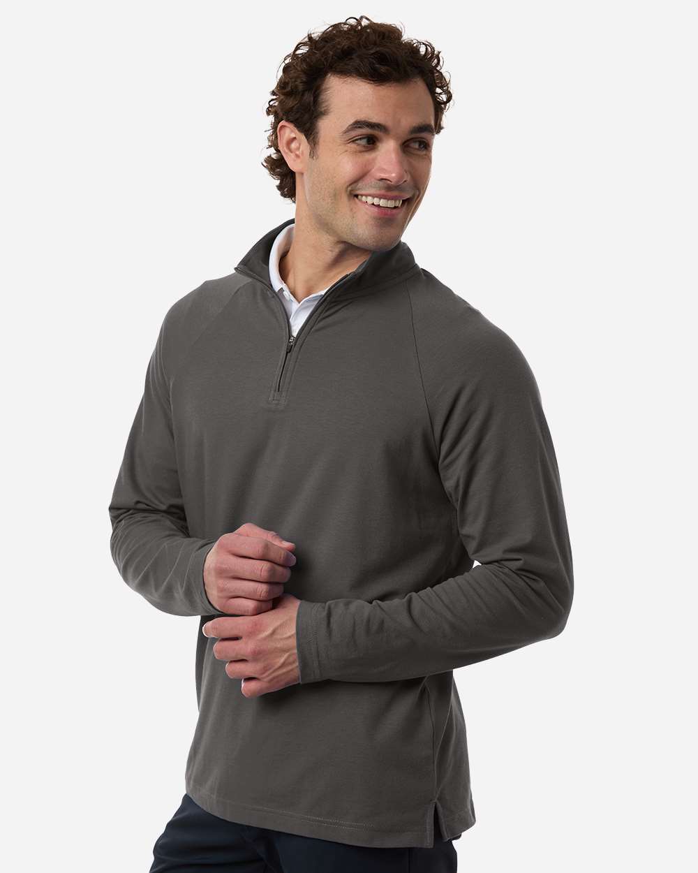 Graphite Men's Seaton Pebble Textured Quarter-Zip Pullover - DG402 plain