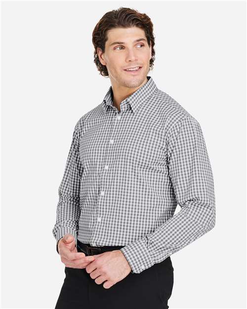 Graphite/ White Men's CrownLux Performance® Gingham Dress Shirt - DG536